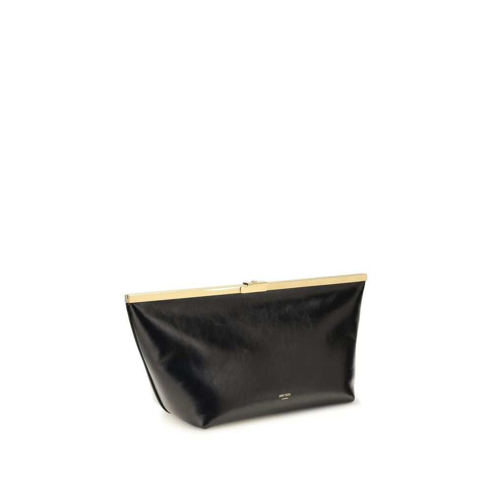 Jimmy Choo Large Ganache Biker Clutch aus schwarzem Kalbsleder – Produktansicht 2 | Arca Lucia