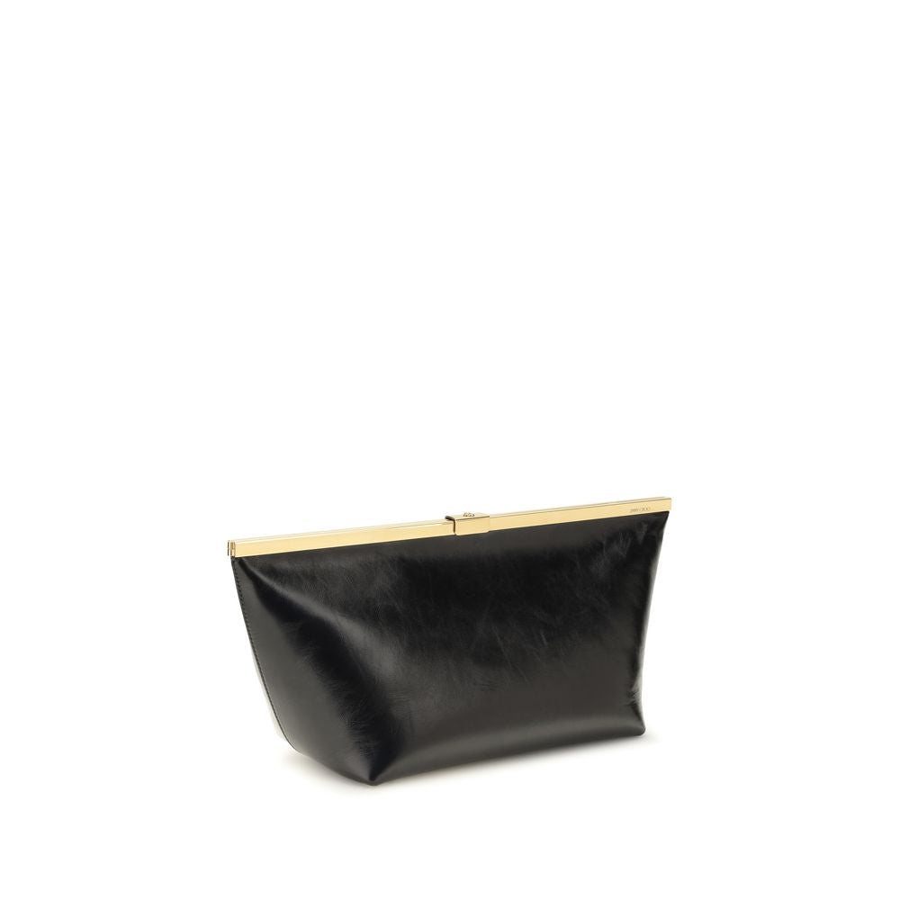 Jimmy Choo Large Ganache Biker Clutch aus schwarzem Kalbsleder – Produktansicht 3 | Arca Lucia