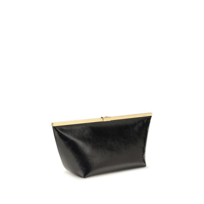 Jimmy Choo Large Ganache Biker Clutch aus schwarzem Kalbsleder – Produktansicht 3 | Arca Lucia