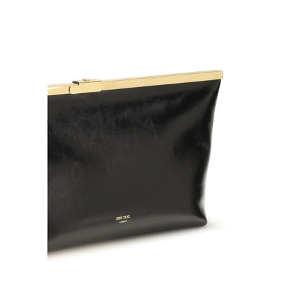 Jimmy Choo Large Ganache Biker Clutch aus schwarzem Kalbsleder – Produktansicht 4 | Arca Lucia