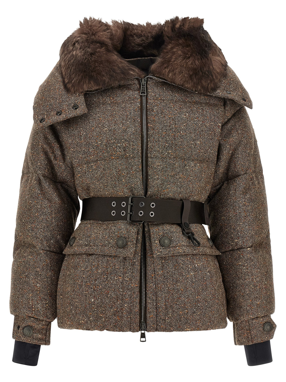 Moncler Grenoble Braune Lederjacke in voller Länge – Produktansicht 1 | Arca Lucia