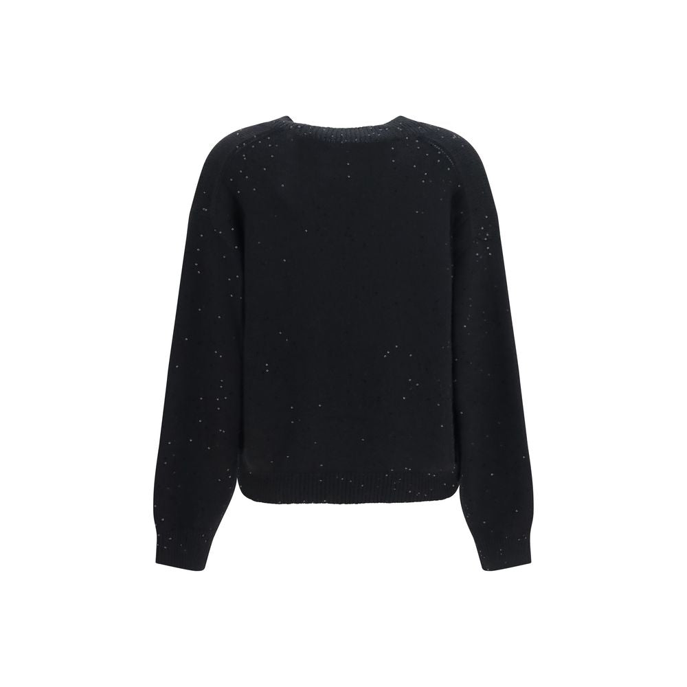 Brunello Cucinelli Maglia Diamante nera in cashmere e seta