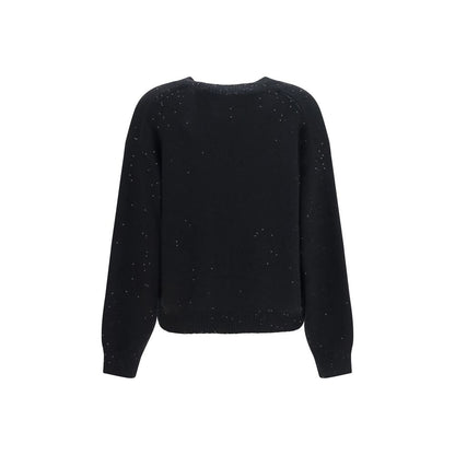 Brunello Cucinelli Maglia Diamante nera in cashmere e seta