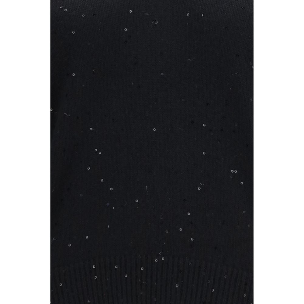 Brunello Cucinelli Maglia Diamante nera in cashmere e seta