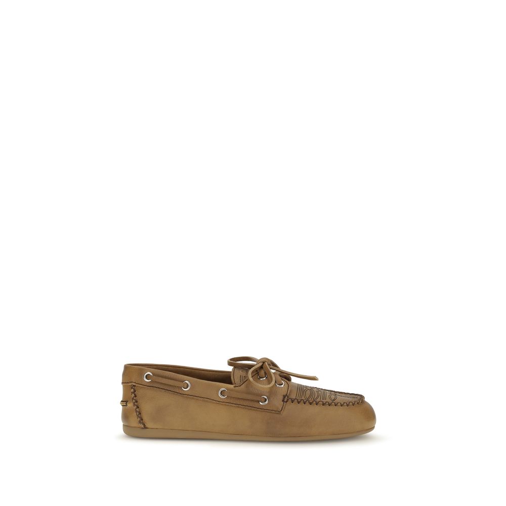 Miu Miu Beige Kalbsleder Bos Taurus Slipper-Loafer – Produktansicht 1 | Arca Lucia