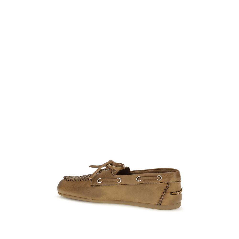 Miu Miu Beige Kalbsleder Bos Taurus Slipper-Loafer – Produktansicht 3 | Arca Lucia