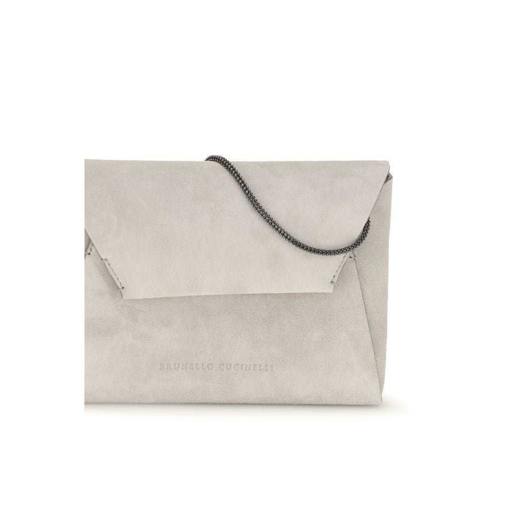 Brunello Cucinelli Graue Bos Taurus Kalbsleder Schultertasche – Produktansicht 4 | Arca Lucia