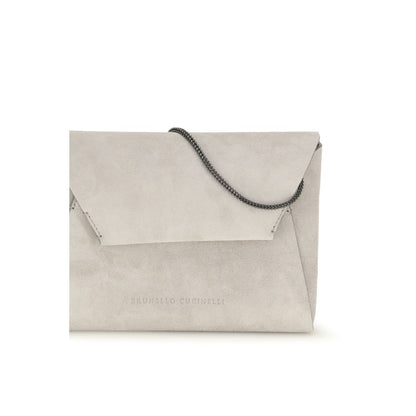 Brunello Cucinelli Graue Bos Taurus Kalbsleder Schultertasche – Produktansicht 4 | Arca Lucia