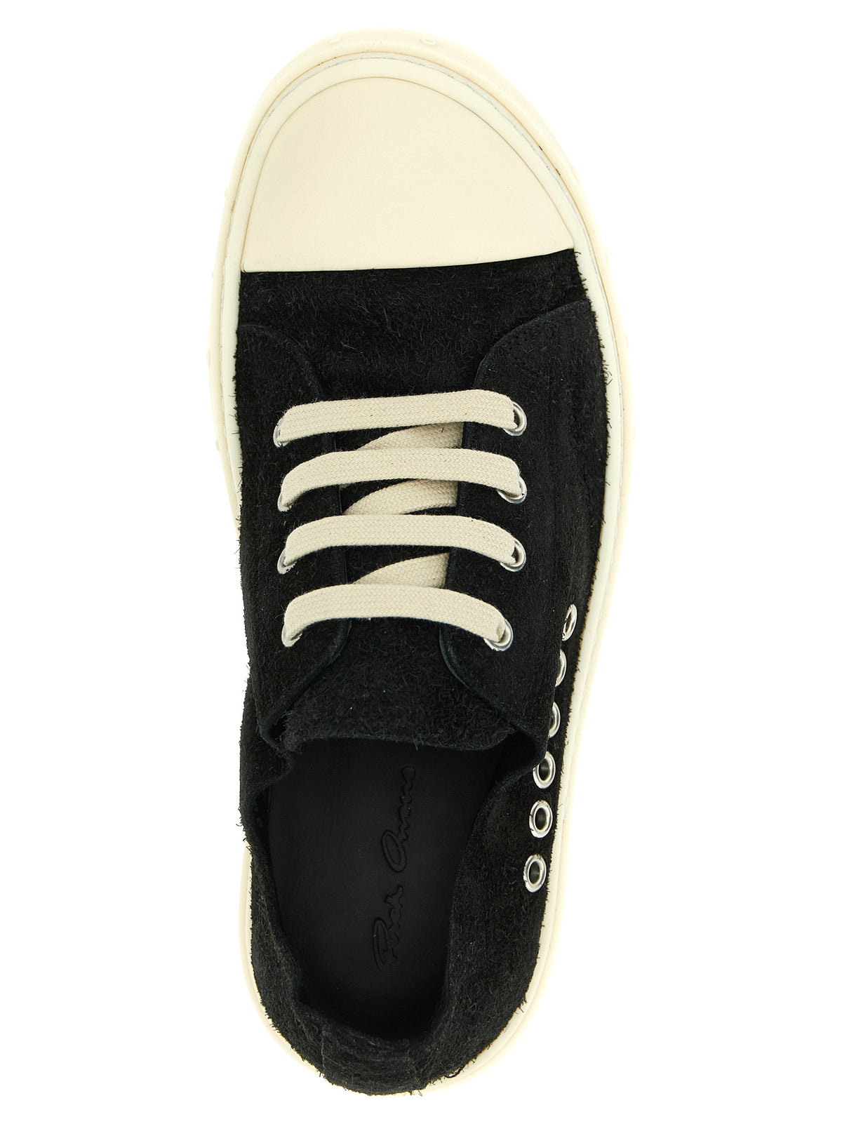 Rick Owens Schwarze Kalbsleder Low-Top-Sneaker – Produktansicht 4 | Arca Lucia