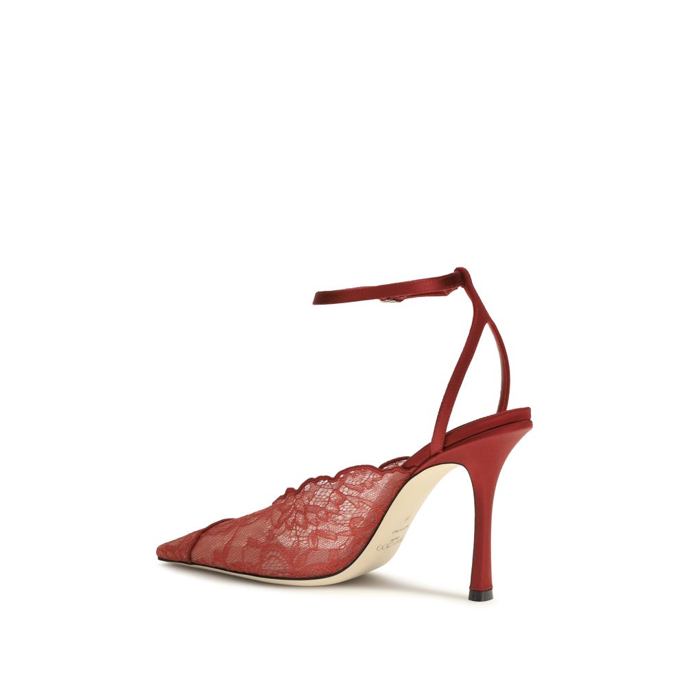 Jimmy Choo Rote Stoffpumps mit hohem Absatz – Produktansicht 3 | Arca Lucia