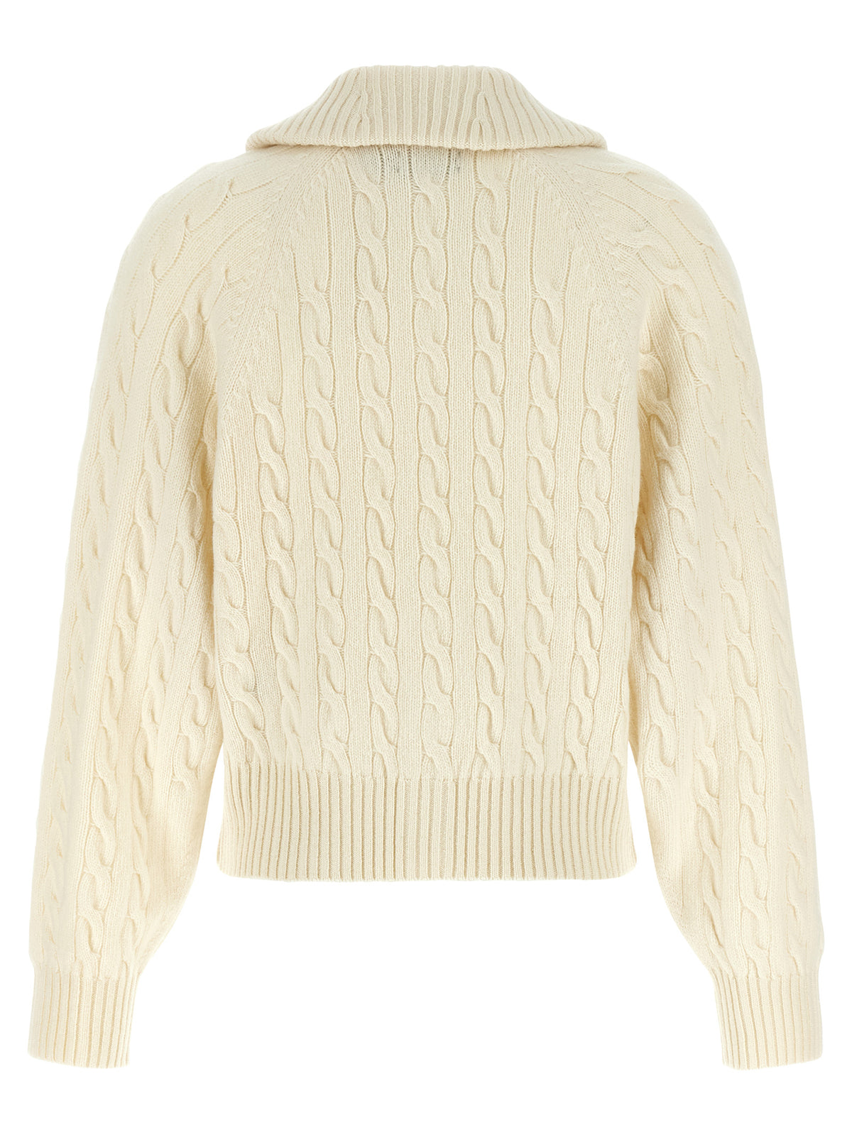 Polo Ralph Lauren Cardigan bianco a trecce in lana e cashmere