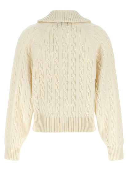 Polo Ralph Lauren Cardigan bianco a trecce in lana e cashmere
