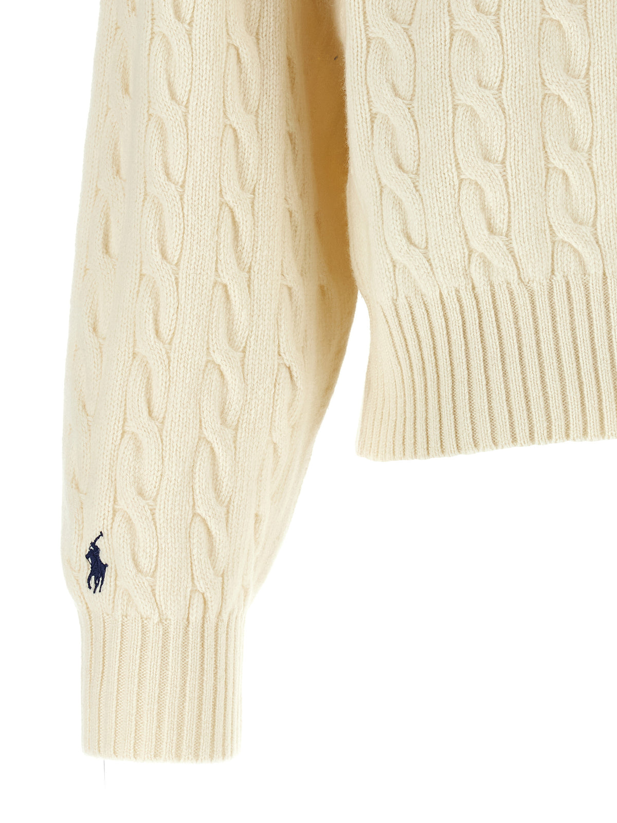 Polo Ralph Lauren Cardigan bianco a trecce in lana e cashmere