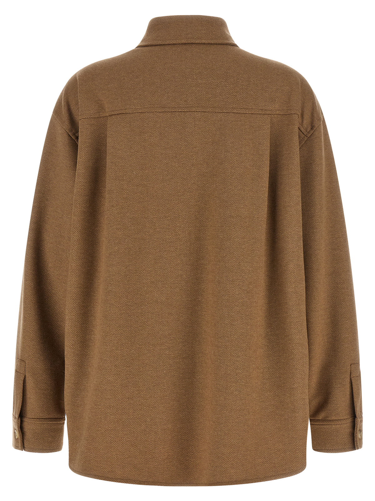Max Mara Ladino Braune Fischgrat-Hemdjacke aus Kaschmirmix