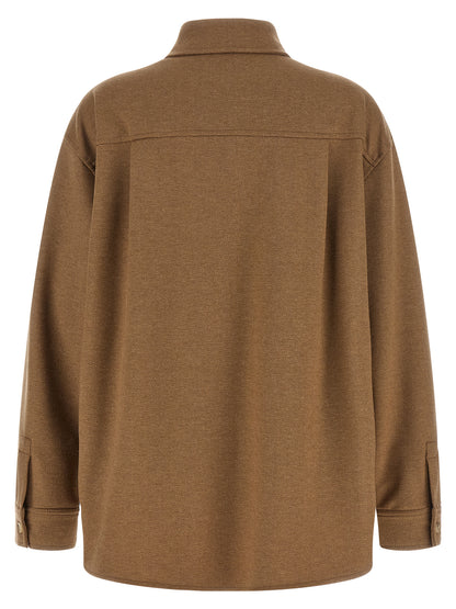 Max Mara Ladino Braune Fischgrat-Hemdjacke aus Kaschmirmix