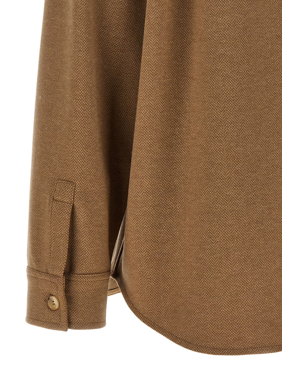 Max Mara Ladino Braune Fischgrat-Hemdjacke aus Kaschmirmix