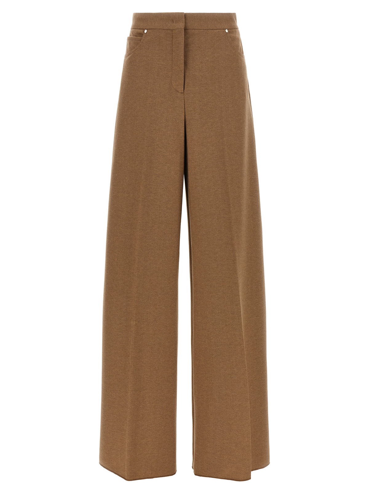 Max Mara Pantaloni Ugola marroni ampi in pelo di cammello e lana