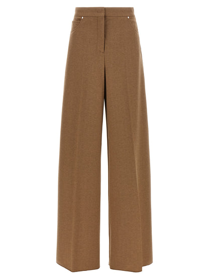 Max Mara Pantaloni Ugola marroni ampi in pelo di cammello e lana