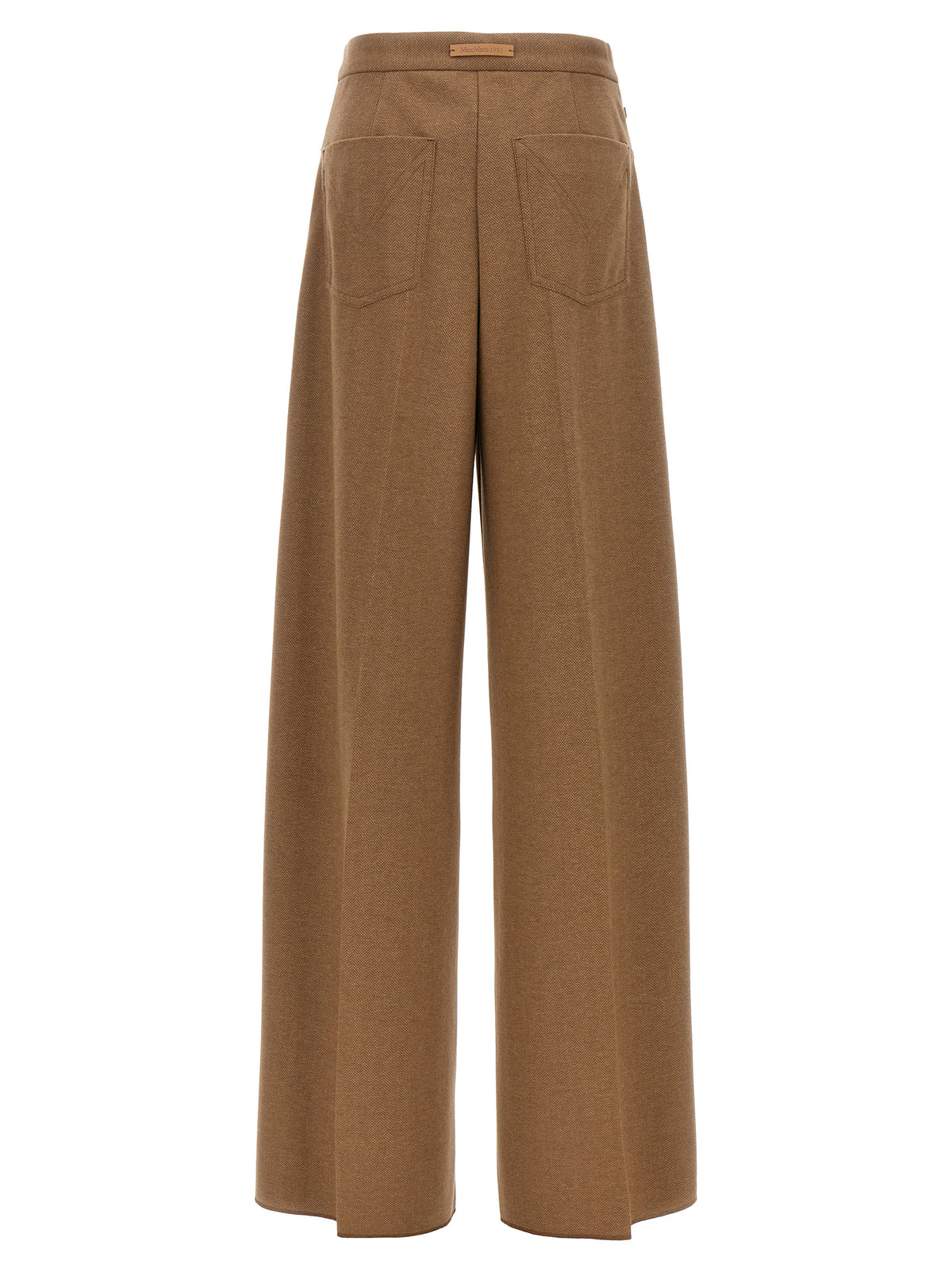 Max Mara Pantaloni Ugola marroni ampi in pelo di cammello e lana