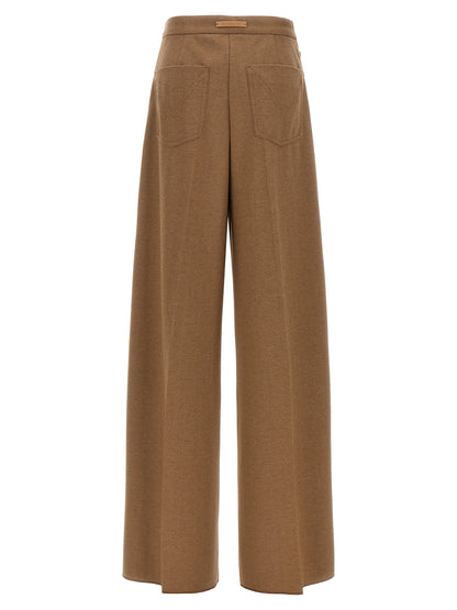 Max Mara Pantaloni Ugola marroni ampi in pelo di cammello e lana