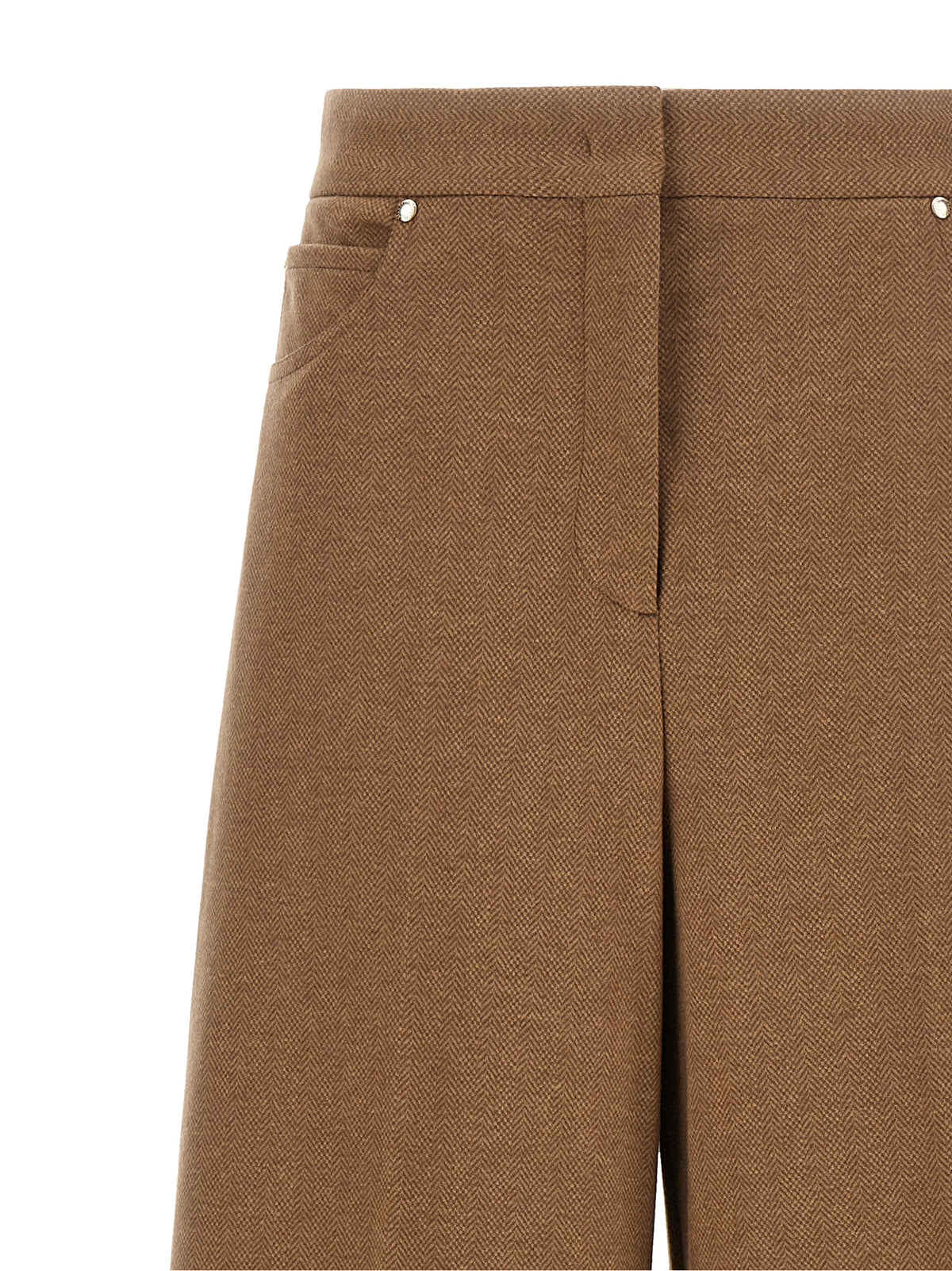 Max Mara Pantaloni Ugola marroni ampi in pelo di cammello e lana