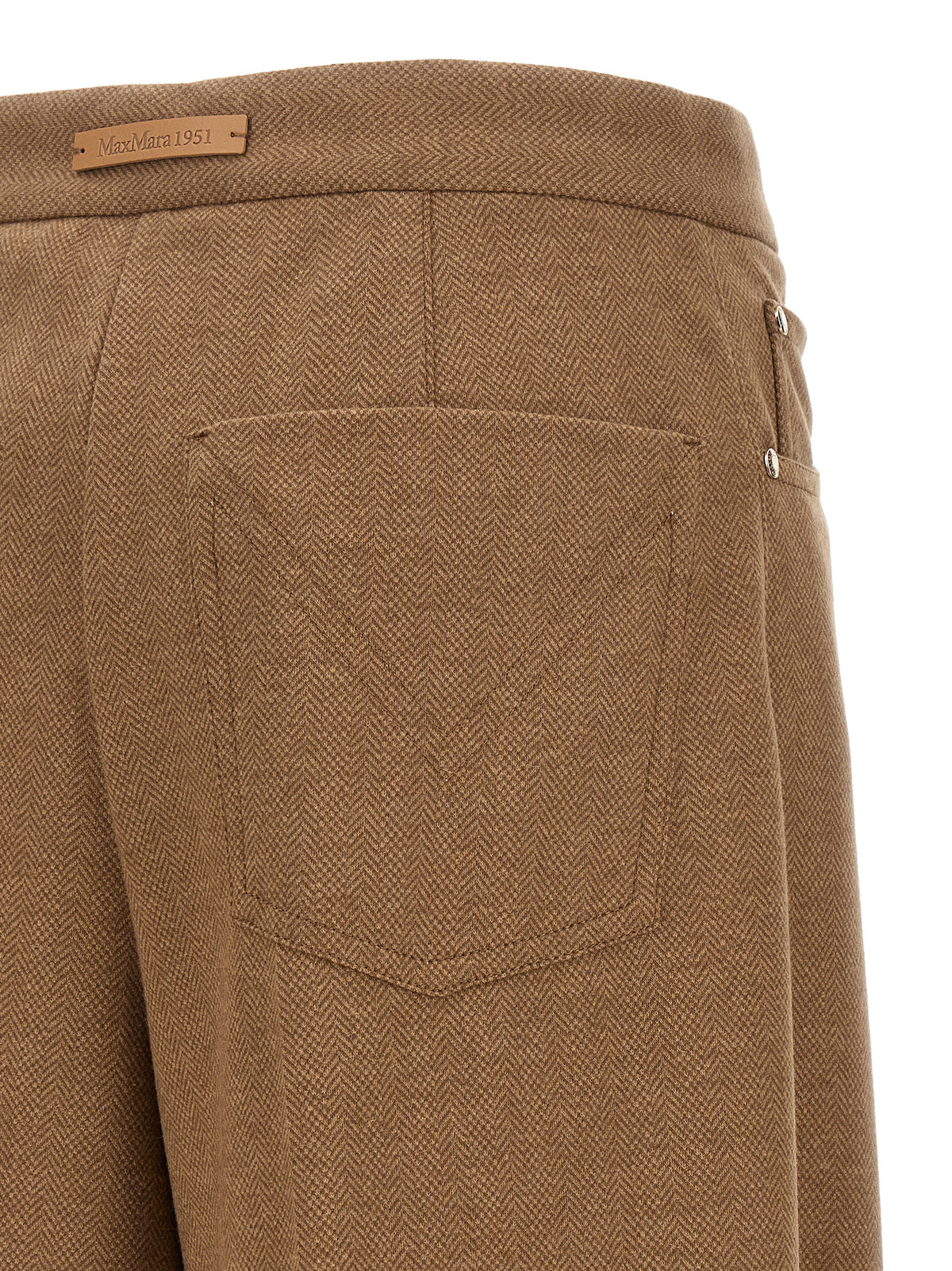 Max Mara Pantaloni Ugola marroni ampi in pelo di cammello e lana