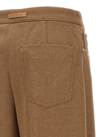 Max Mara Pantaloni Ugola marroni ampi in pelo di cammello e lana