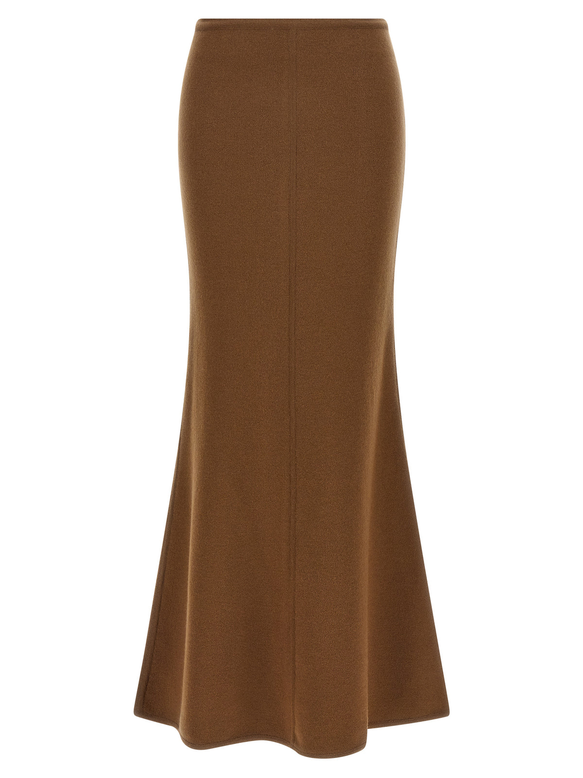 Max Mara Gonna lunga Piuma marrone in lana e cashmere