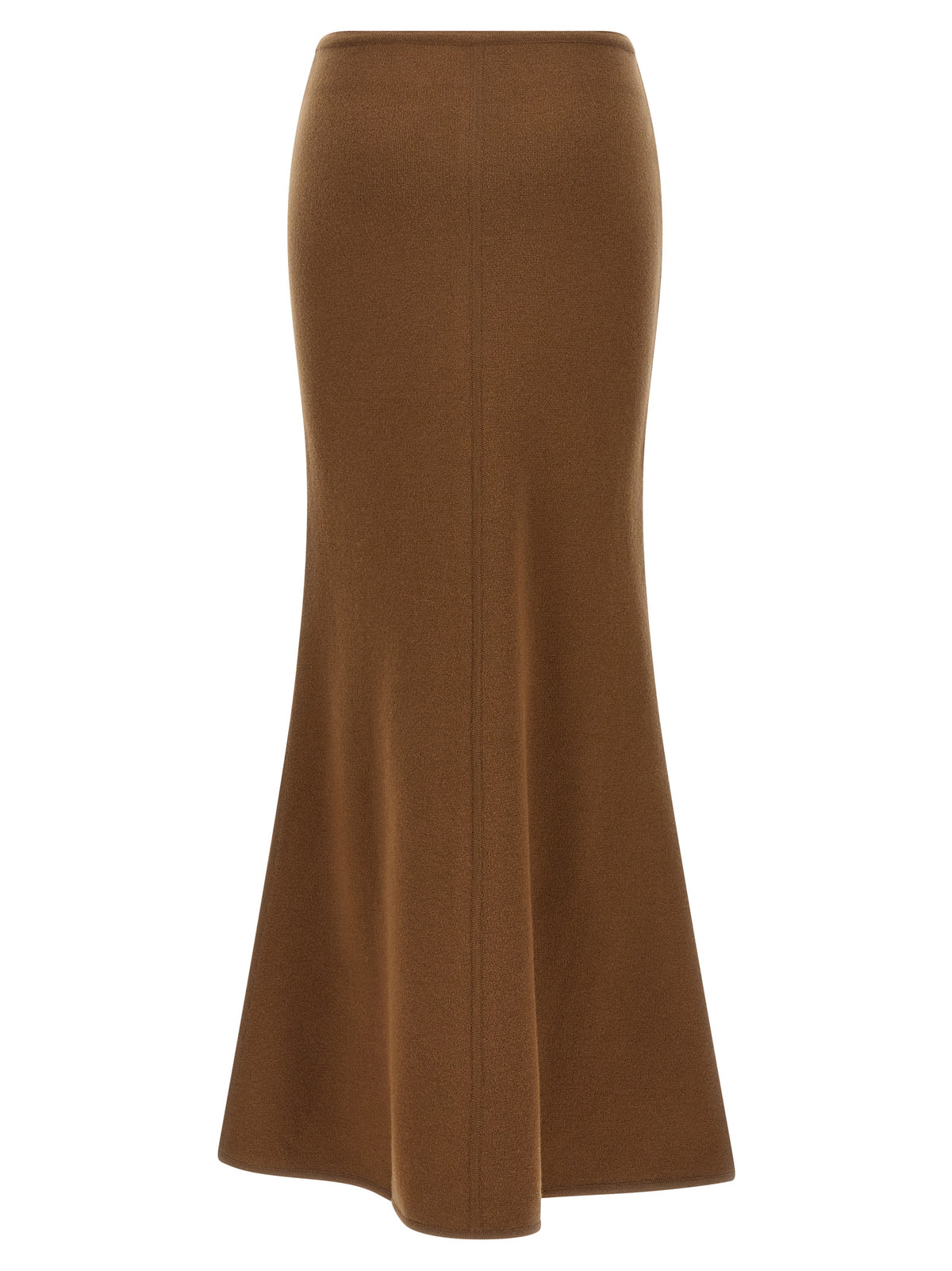 Max Mara Gonna lunga Piuma marrone in lana e cashmere