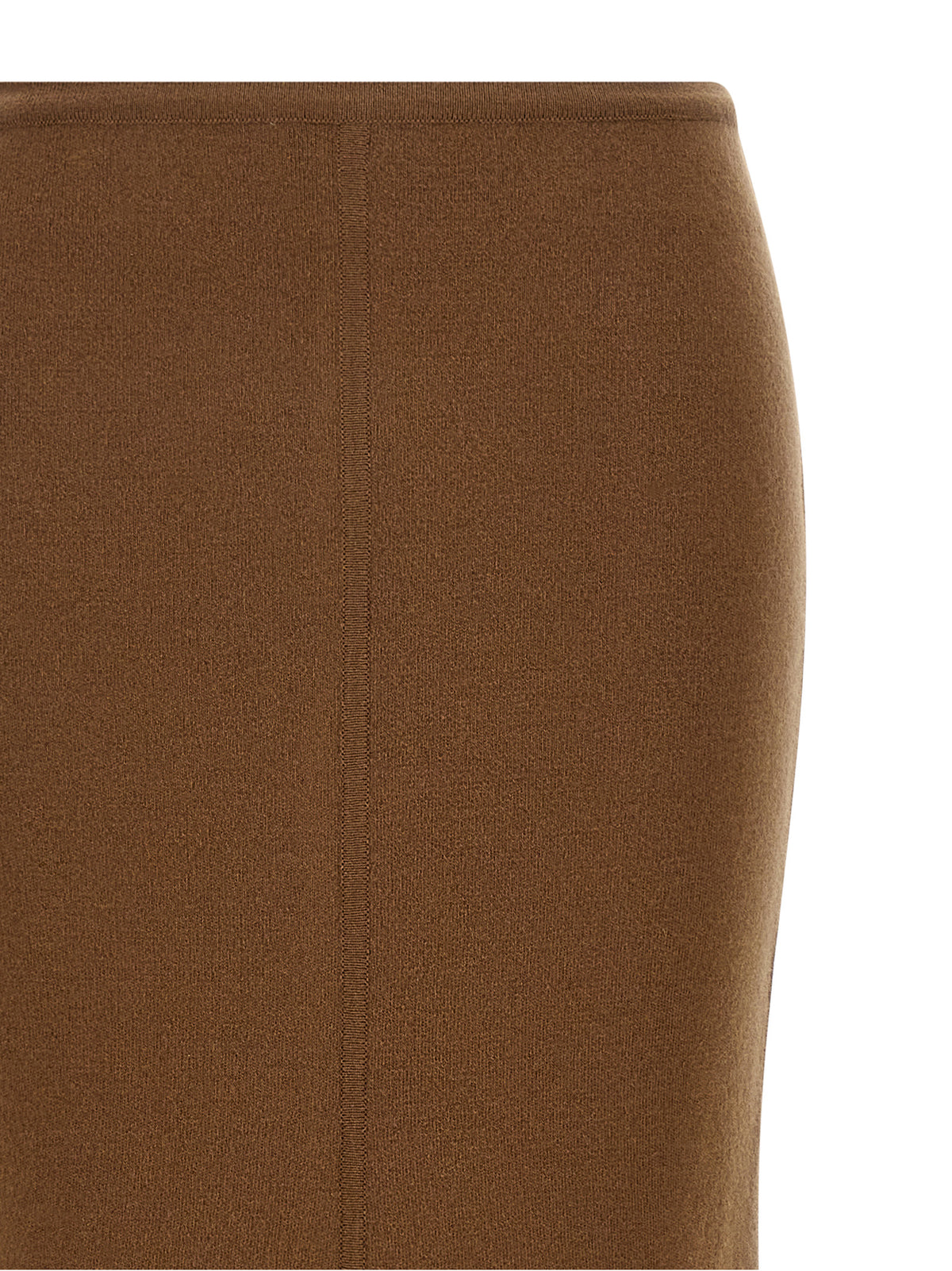 Max Mara Gonna lunga Piuma marrone in lana e cashmere