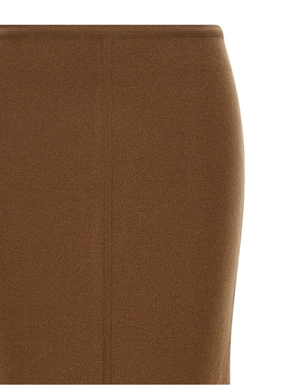 Max Mara Gonna lunga Piuma marrone in lana e cashmere