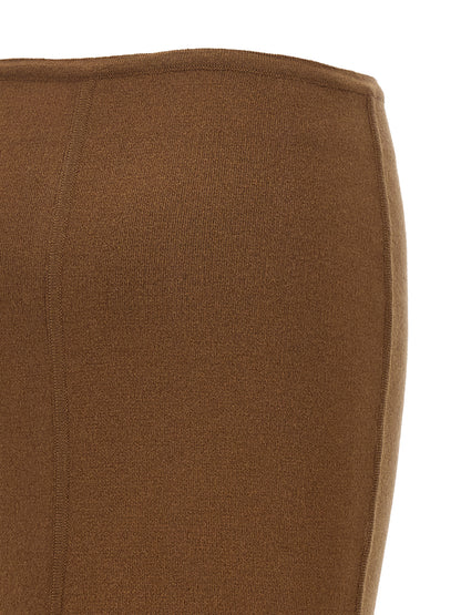 Max Mara Gonna lunga Piuma marrone in lana e cashmere