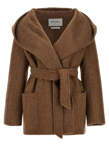 Max Mara Cappotto Golf marrone in pelo di cammello e mohair