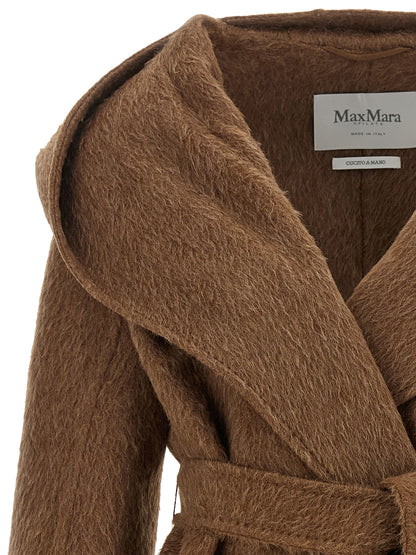 Max Mara Cappotto Golf marrone in pelo di cammello e mohair