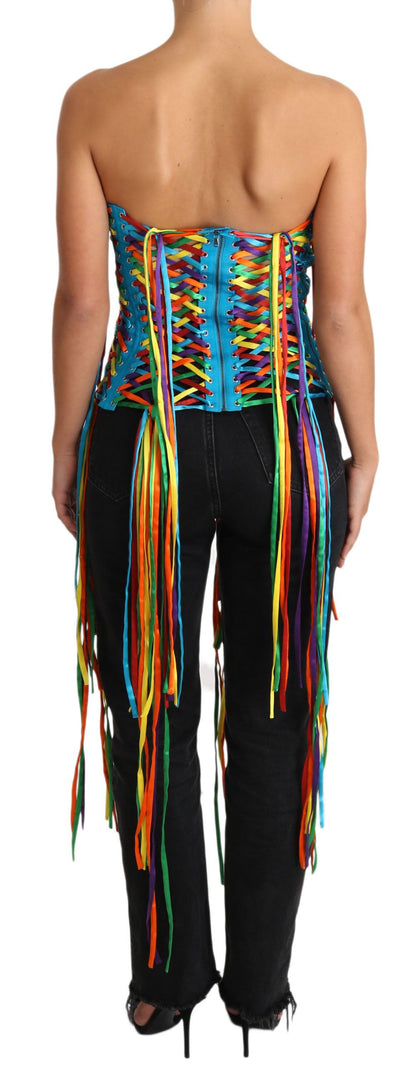 Dolce & Gabbana Multicolor Strings Bustier Polyester Korsett Top