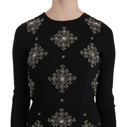 John Richmond Schwarzes Stretch-Mini-Shiftkleid mit Kristall