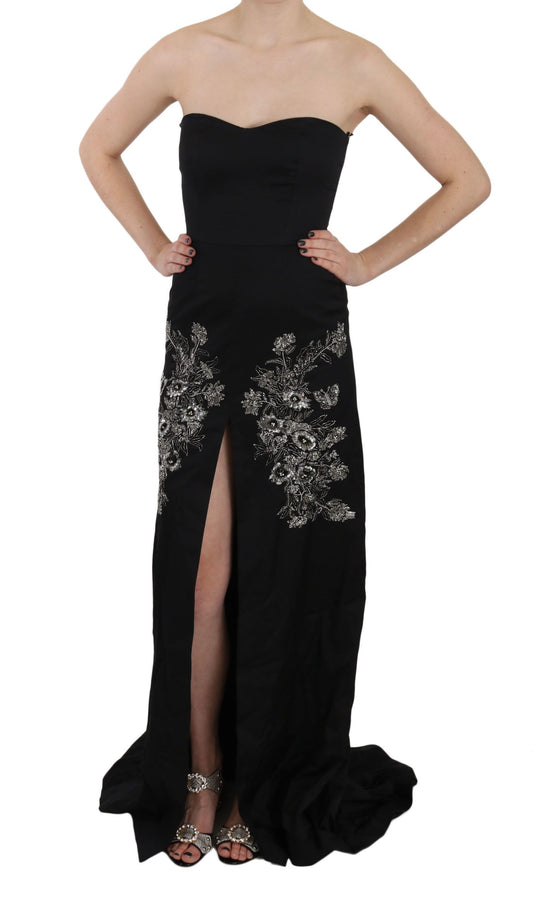John Richmond Schwarzes paillettenbesetztes Ballkleid mit Ausschnitt