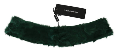 Dolce & Gabbana Grüner Pelzkragen Wickel-Lammfellschal