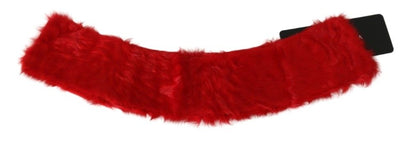 Dolce & Gabbana Roter Pelzkragen Wickel-Lammfellschal
