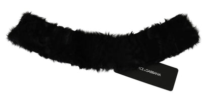 Dolce & Gabbana Schwarzer Pelzkragen Wickel-Lammfellschal