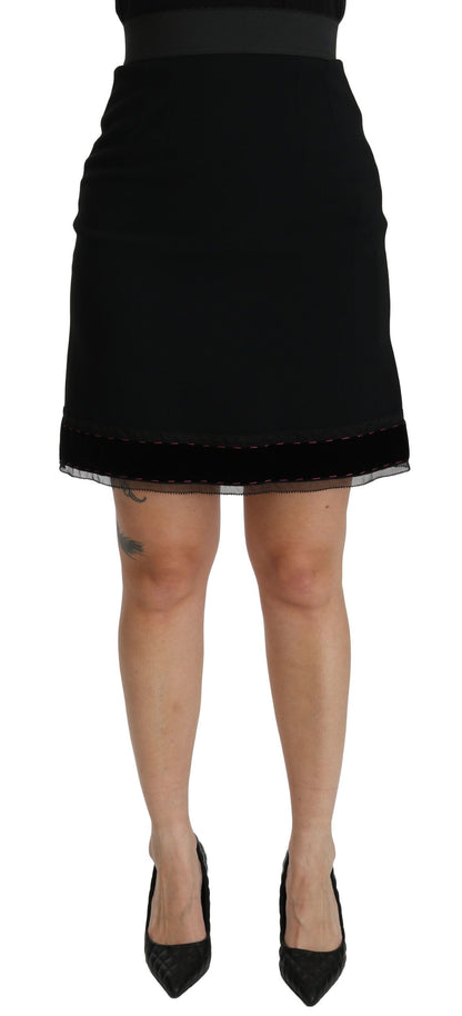 Dolce & Gabbana Schwarzer A-Linien-Minirock mit hoher Taille aus Viskose