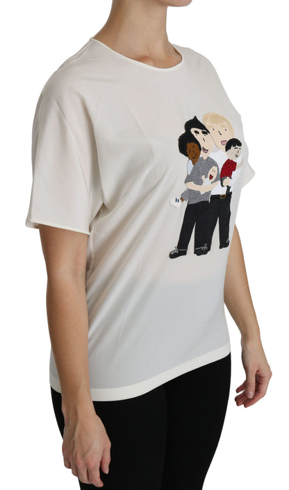 Dolce & Gabbana Weißes #dgfamily Patch Kurzarm-Blusentop