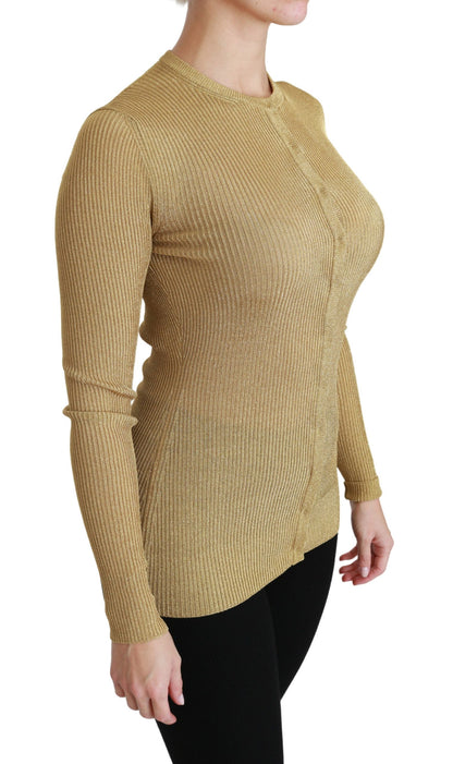 Dolce & Gabbana Gold Langarm Strickjacke Viskose Pullover