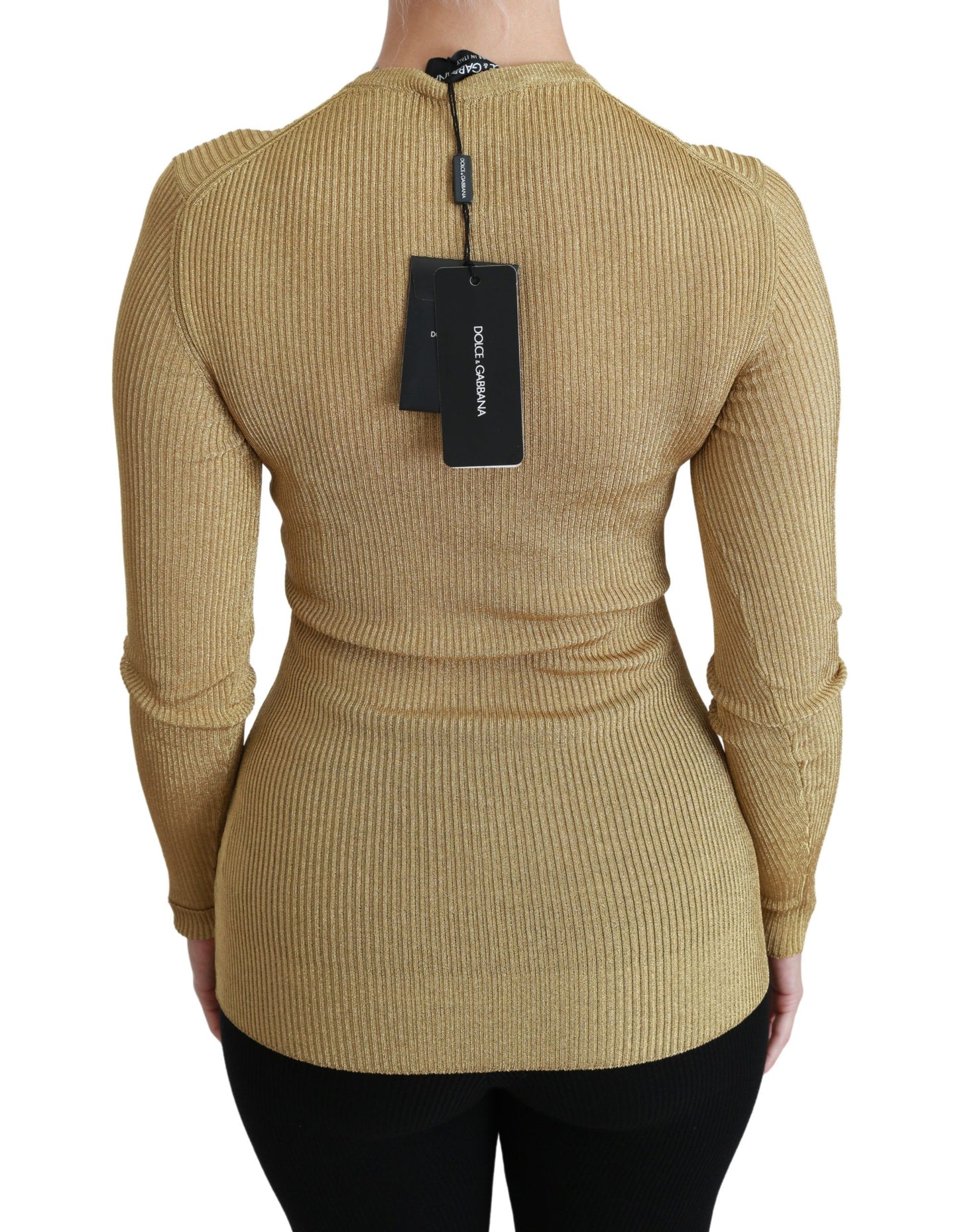 Dolce & Gabbana Gold Langarm Strickjacke Viskose Pullover