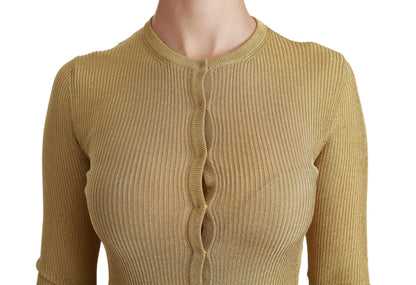 Dolce & Gabbana Gold Langarm Strickjacke Viskose Pullover