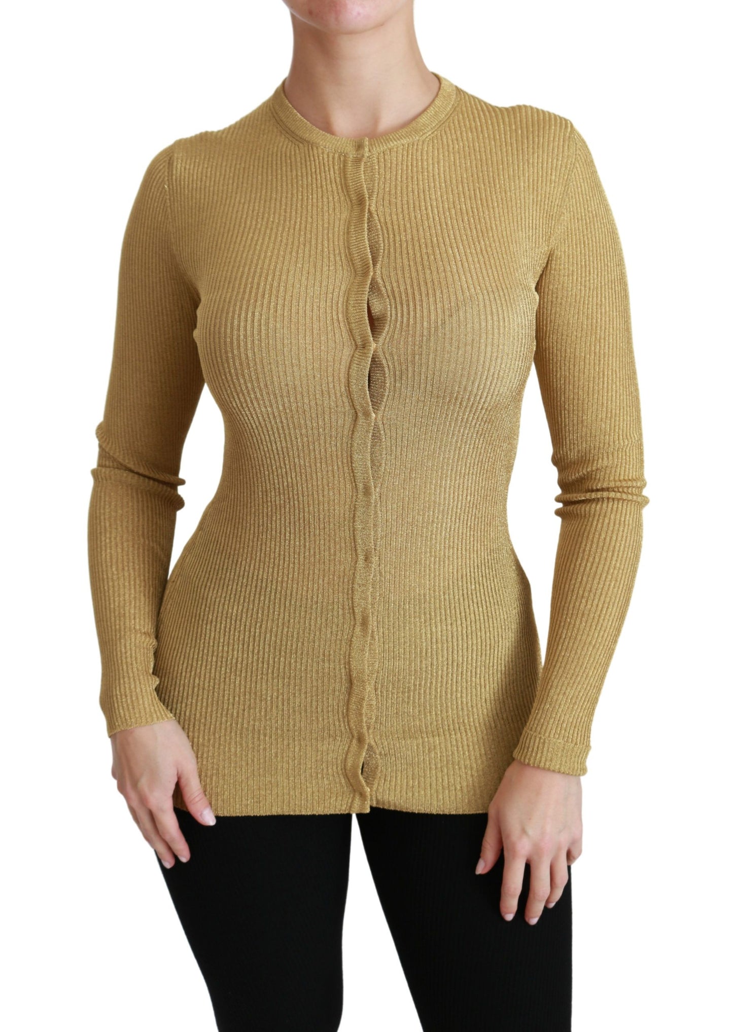 Dolce & Gabbana Gold Langarm Strickjacke Viskose Pullover