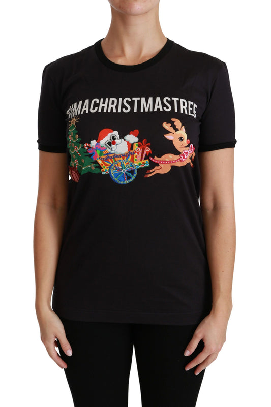 Dolce & Gabbana Schwarzes #ImAChristmasTree Crewneck Top T-shirt