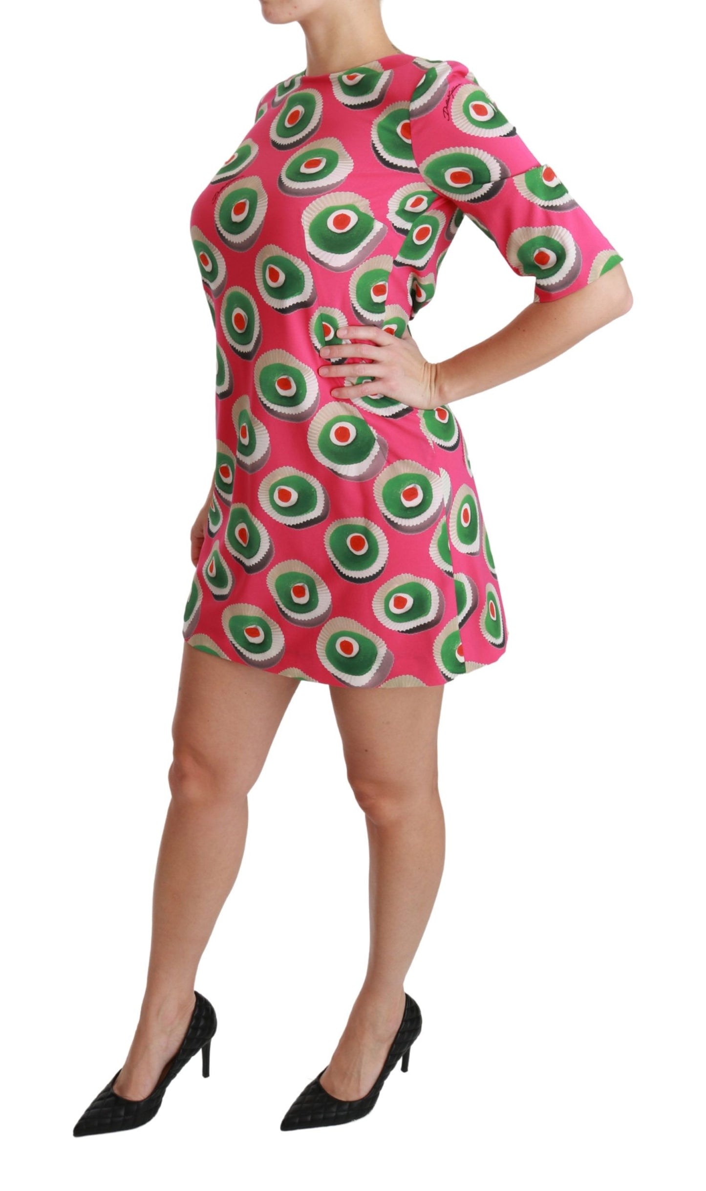 Dolce & Gabbana Rosa Seiden Cup Cake Shift Stretch Kleid