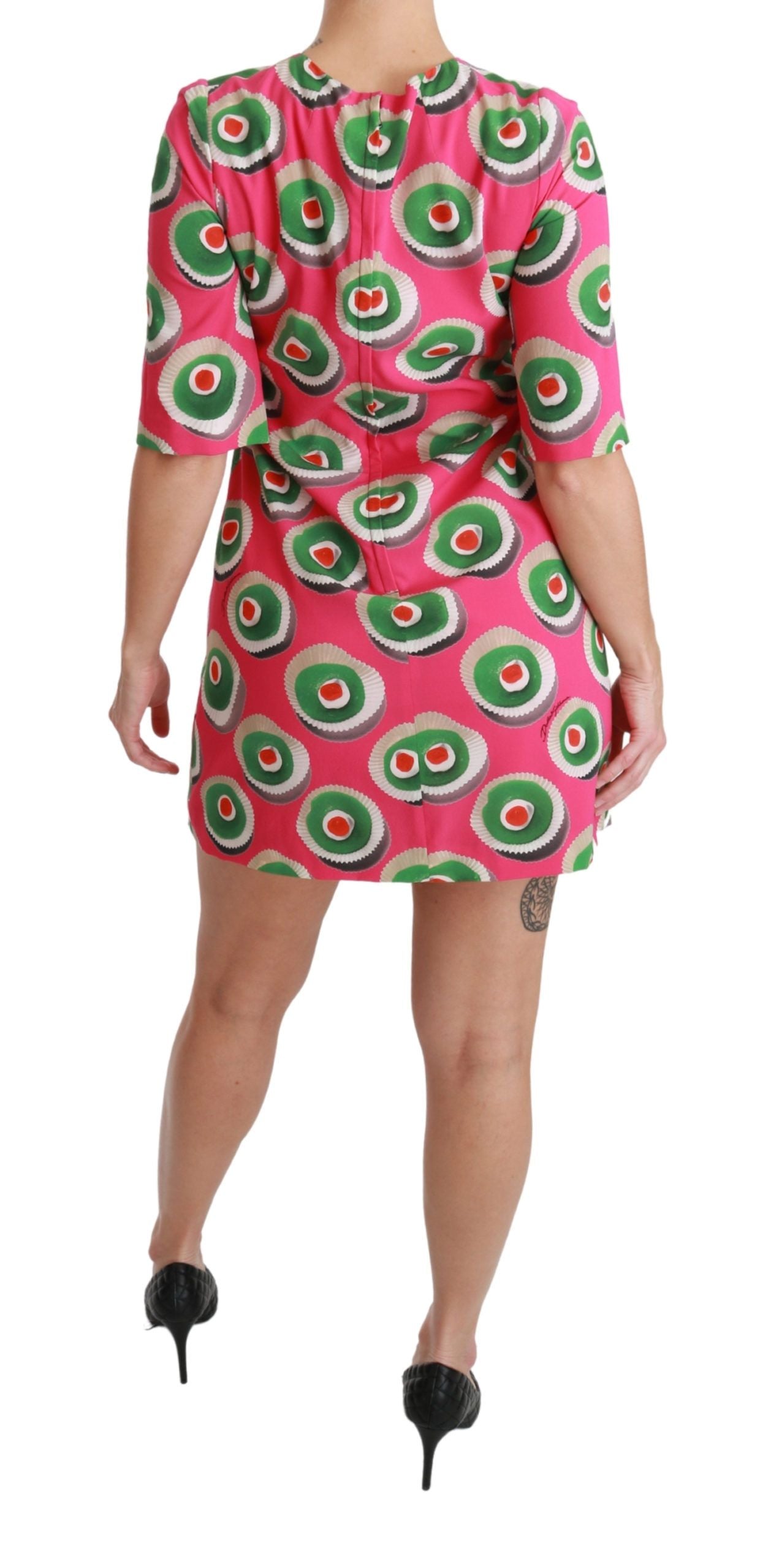 Dolce & Gabbana Rosa Seiden Cup Cake Shift Stretch Kleid