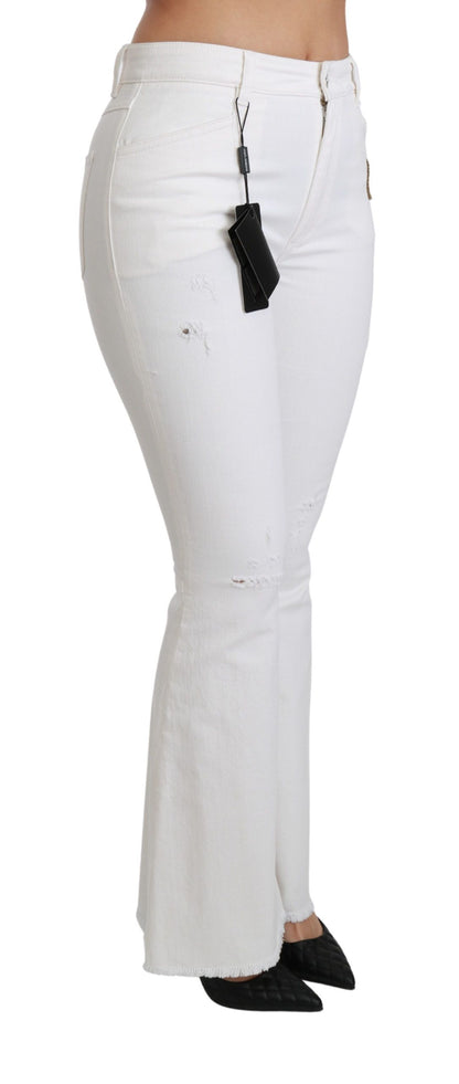 Dolce & Gabbana Weiße Herz-Hose aus Stretch-Baumwolle